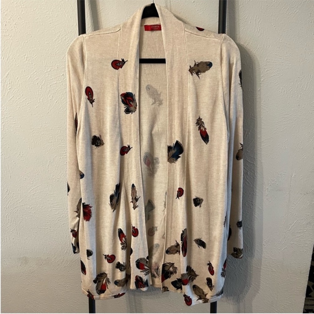 Cyrus Open Front Falling Feather Cardigan Size 1X